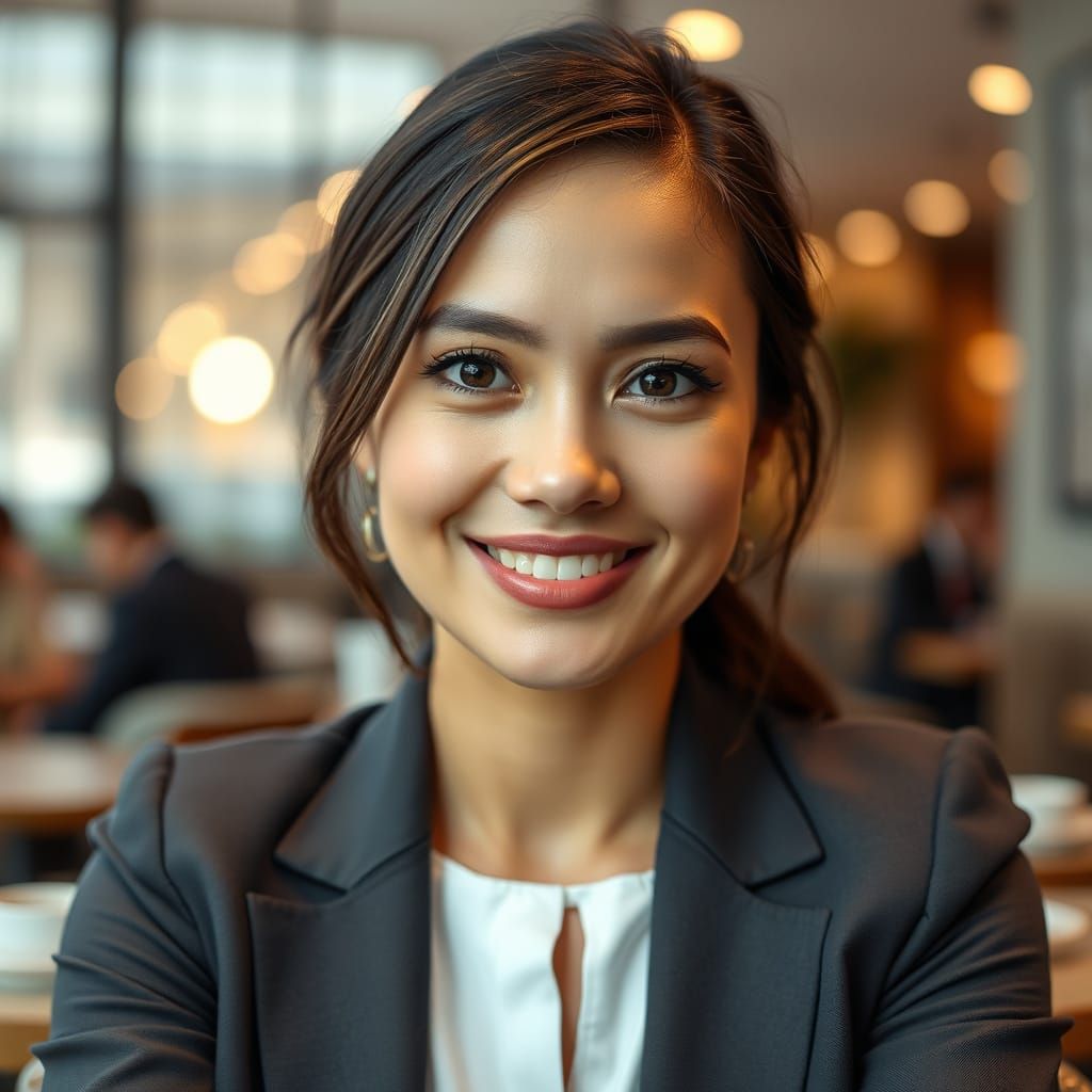 Elegant Businesswoman in Day Café