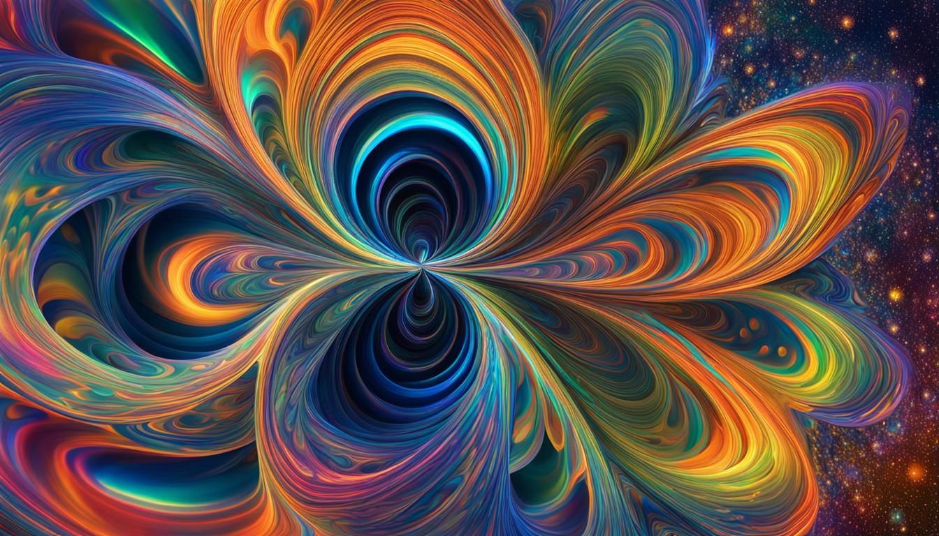 Psychedelic Star in Swirling 3D Spiral: Macro Photography