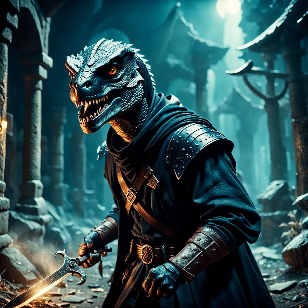 Fantasy Thief with Magic Dagger in Cinematic Style