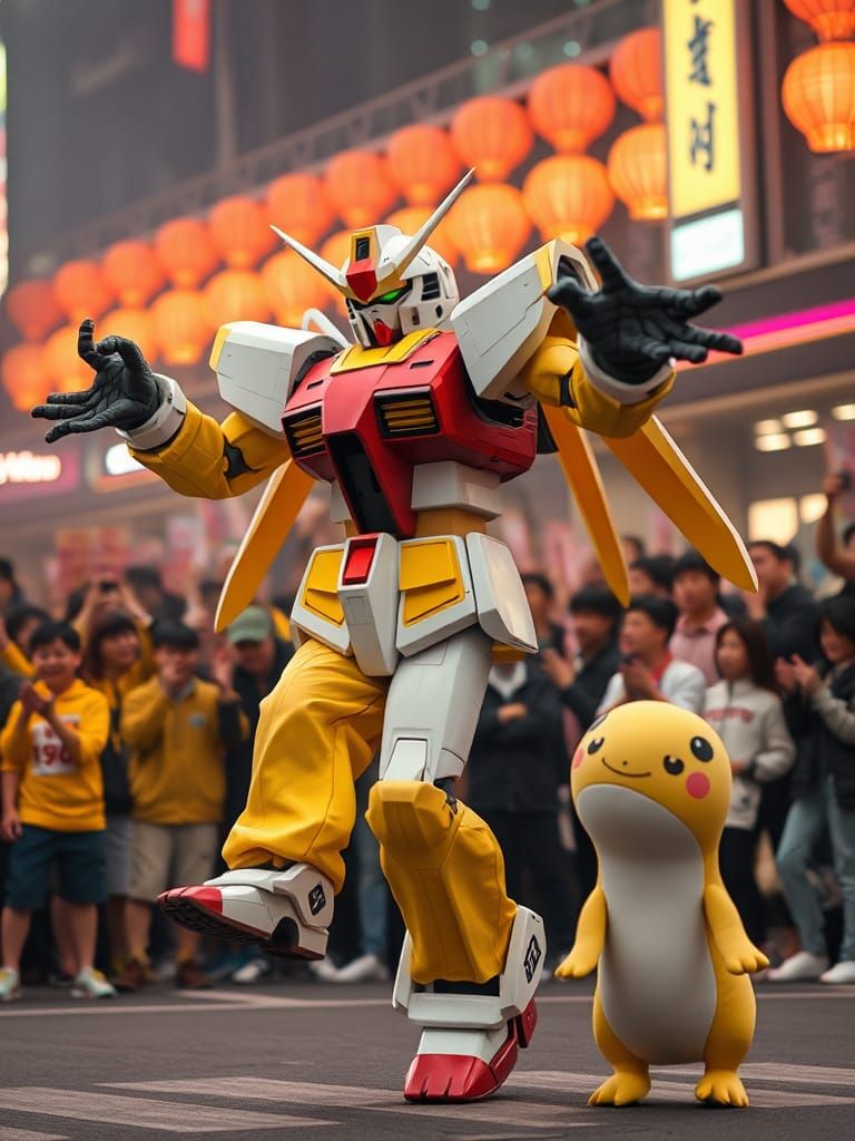 Gundam Robot Does the Jeojil Dance