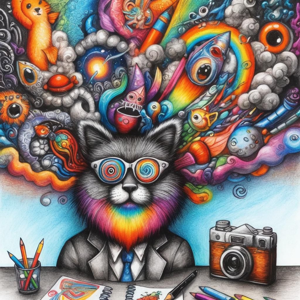 Surreal Celtic Fish in Rainbow Fairy Rayograph Style