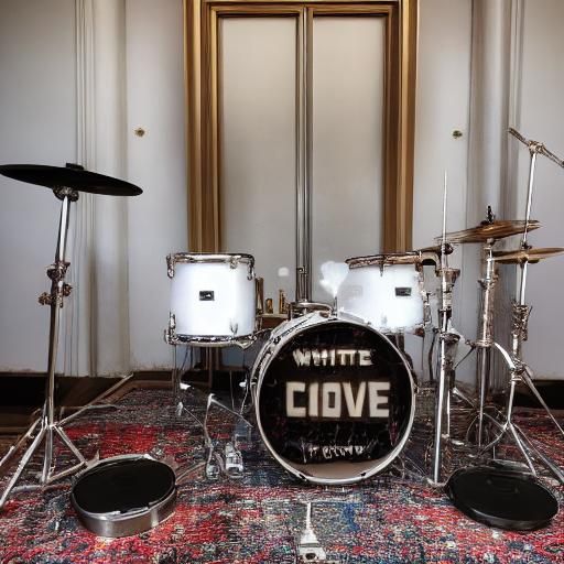 Hyperrealistic White Drum Set with Love Hearts