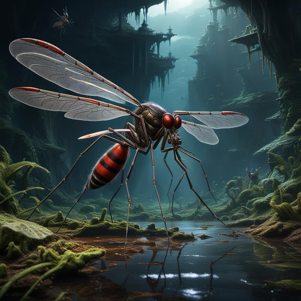 Intricate Mosquito Hawk Fantasy Concept Art
