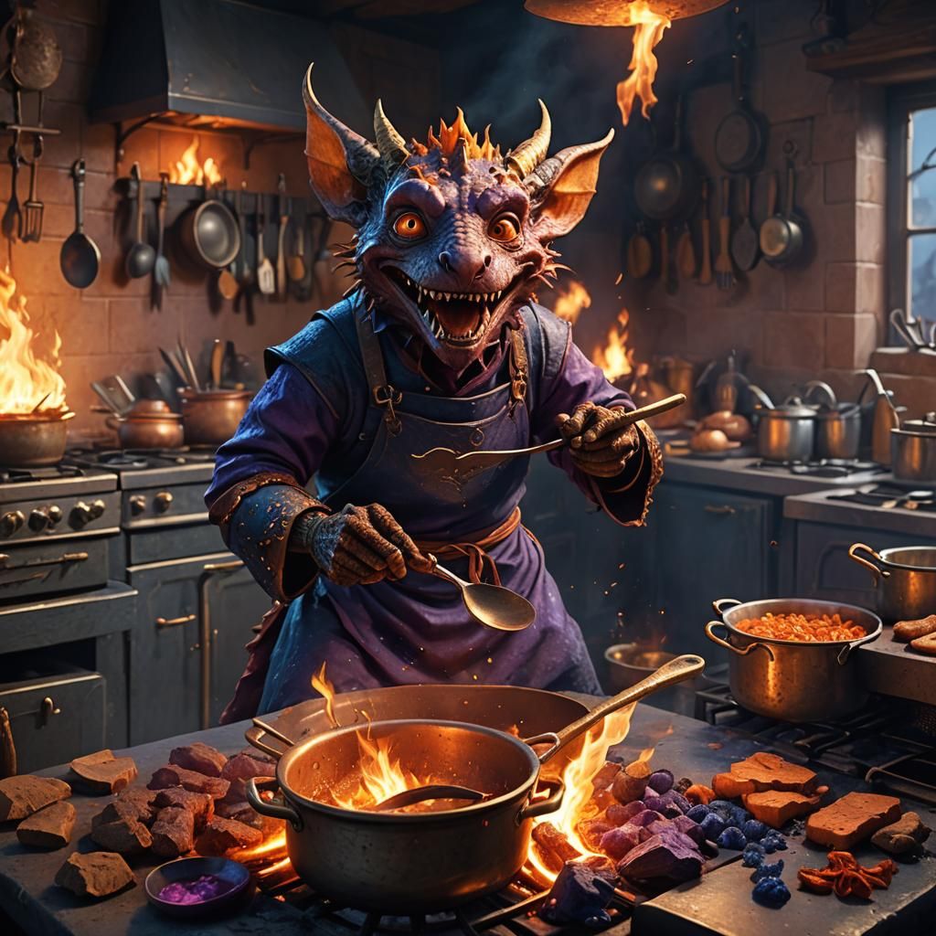 Kobold's Kitchen Catastrophe: A 3D Matte Painting