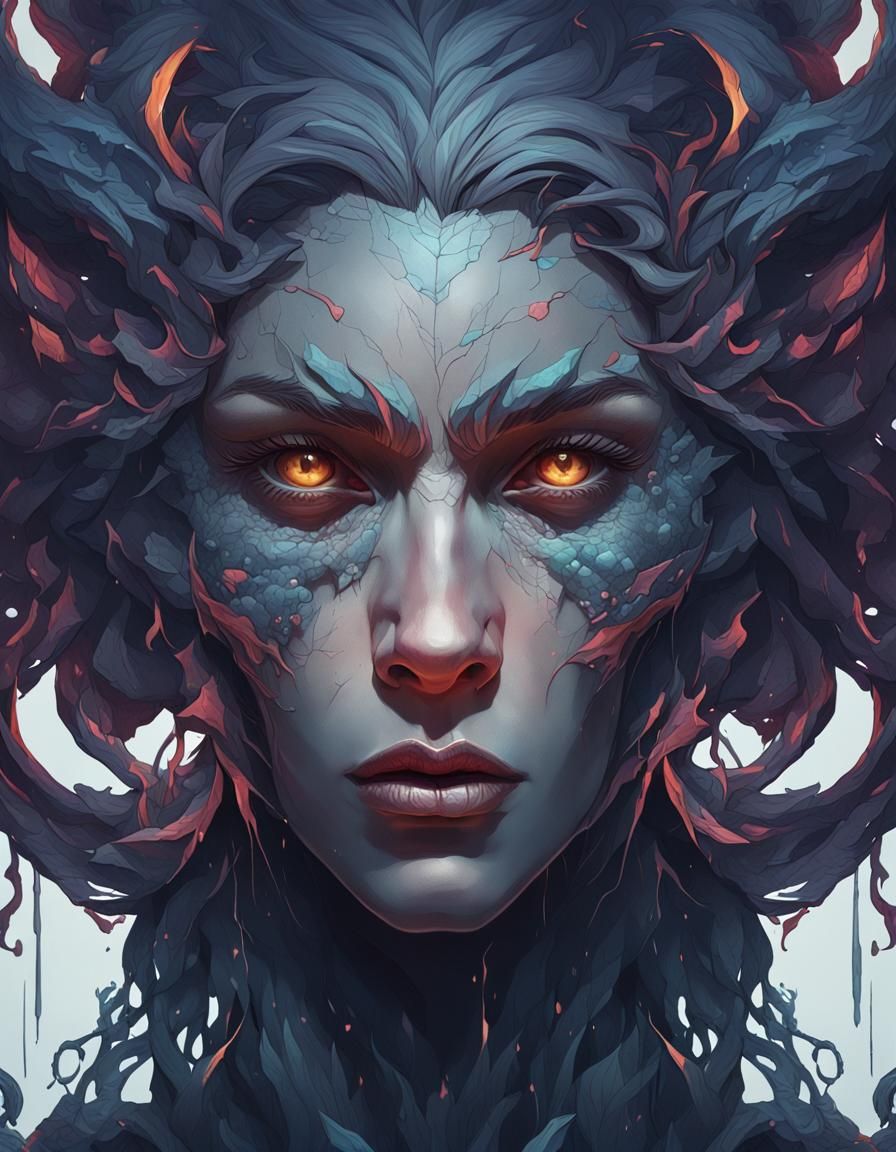 Nightmarish Being Portrait in Hyperdetailed Dark Art