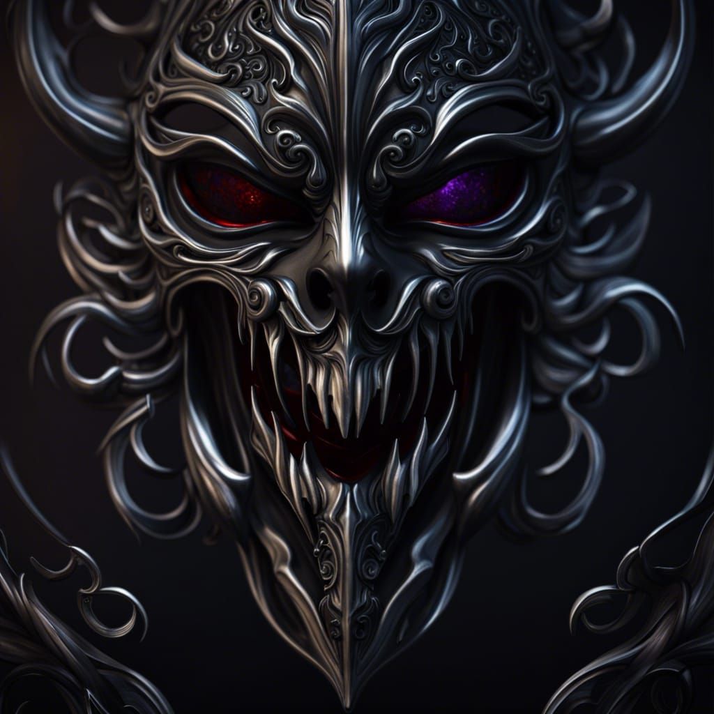 Eldritch Demonic Masquerade Mask in Detailed Matte Painting