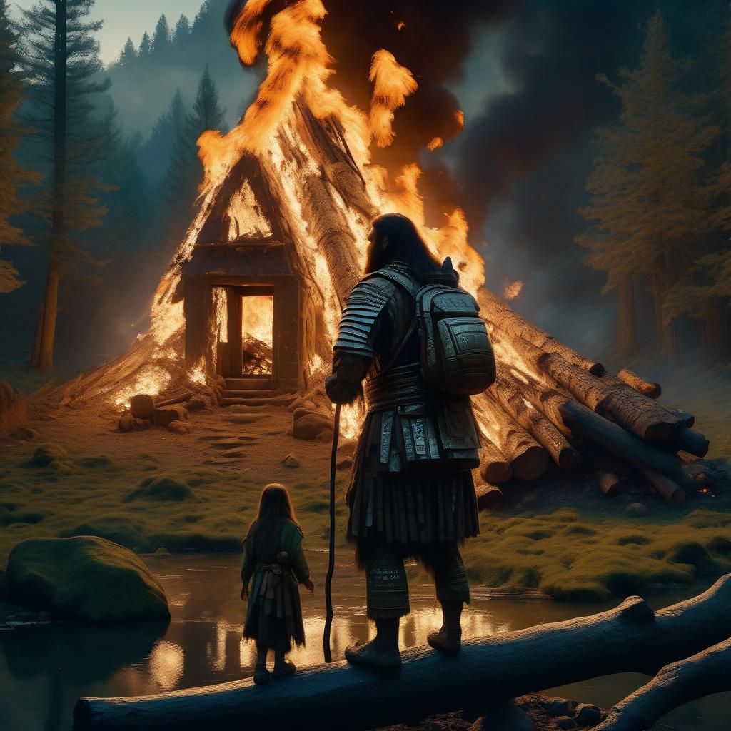 Primitive Man's Discovery: Fire in Prehistoricore Style