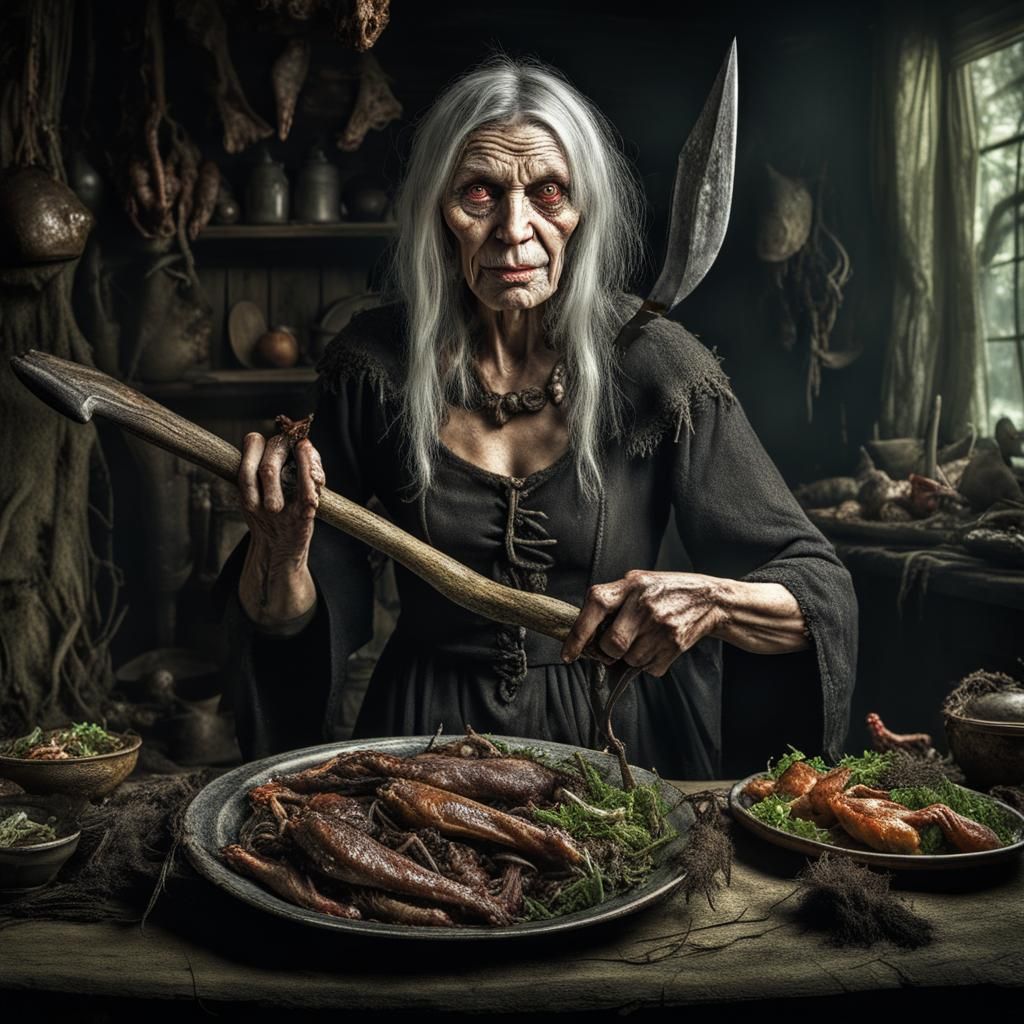 Sinister Baba Yaga with Chicken Feet Salad