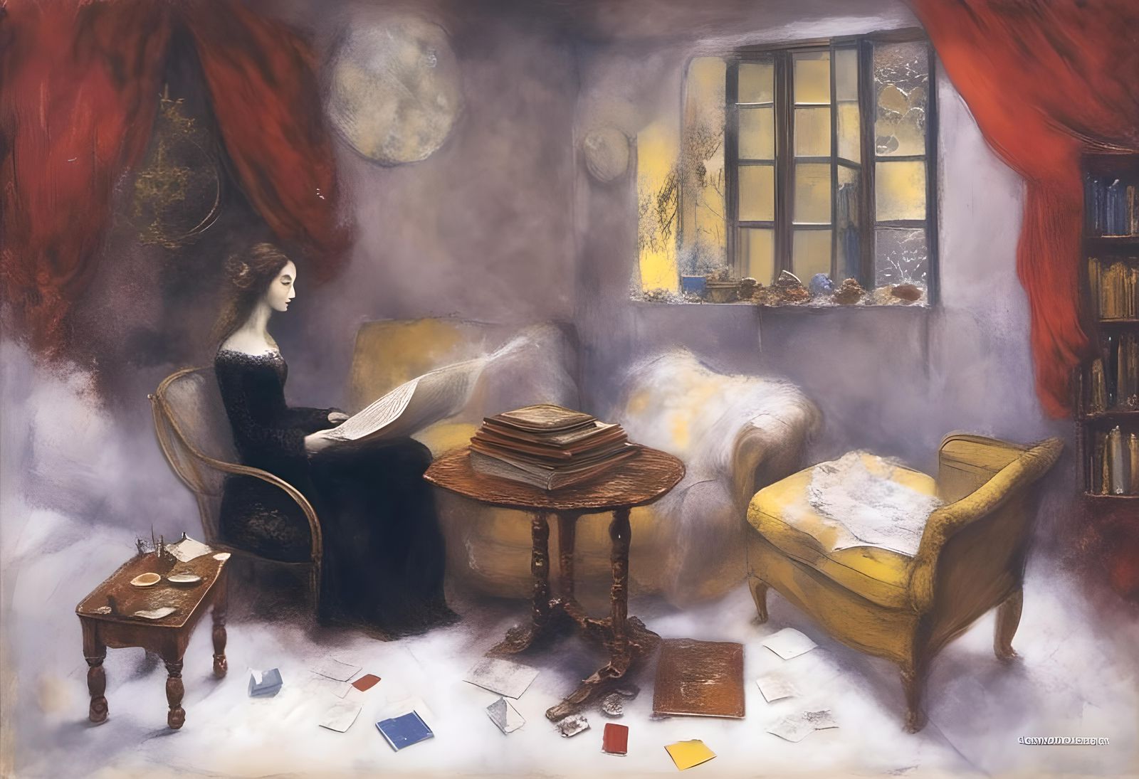 Surreal Attic Scene in Early Modern Style