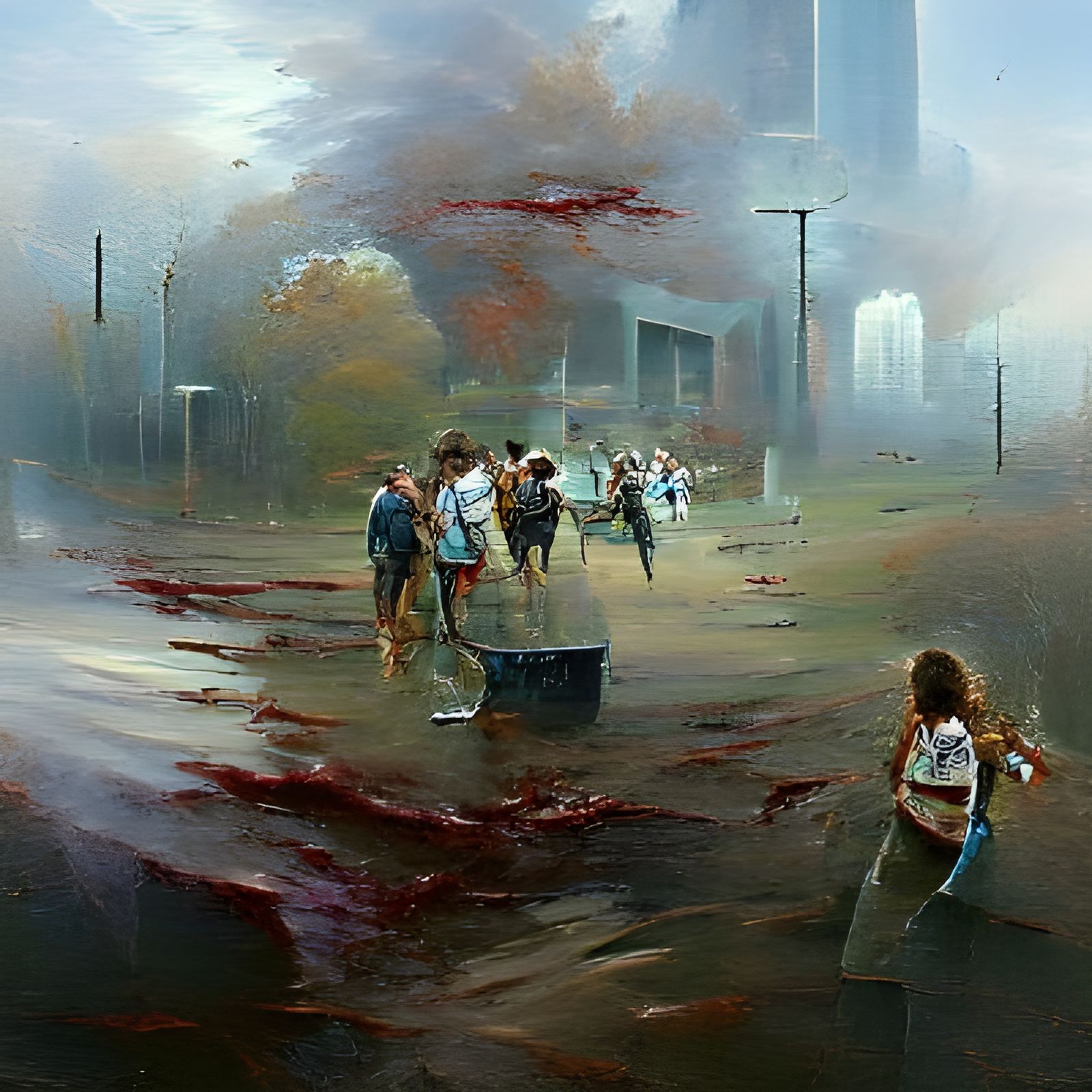 Zombie Apocalypse in Oil Painting Style
