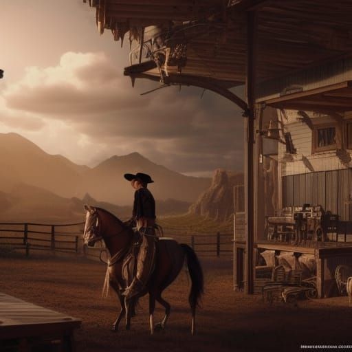 Cowboy in Saloon: Epic Digital Matte Painting