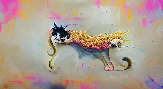 Playful Noodle Cat Sculpture