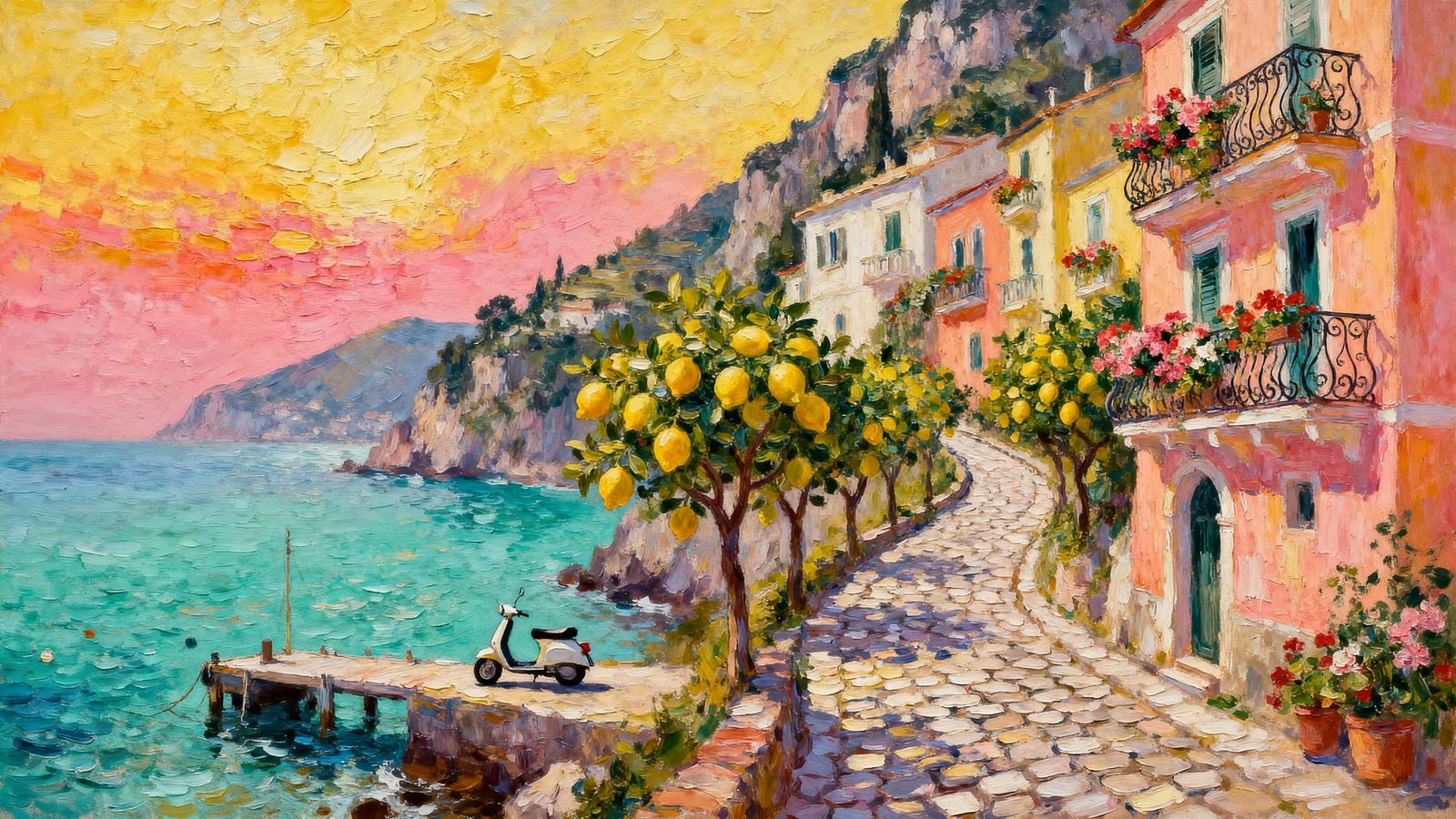 Amalfi Coast Charm: Italian Cliffside Homes & Turquoise Sea