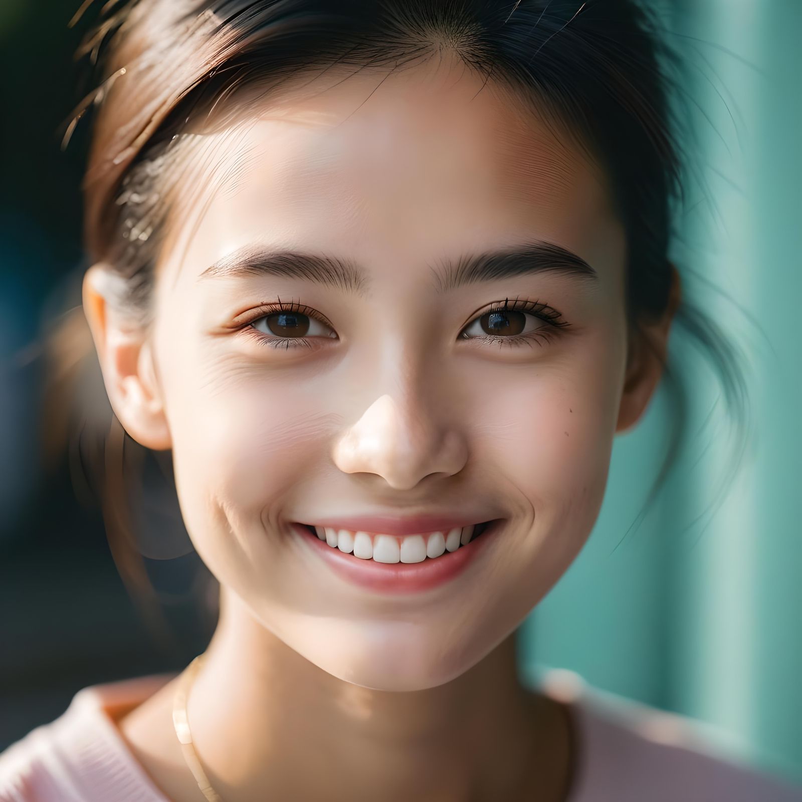 Grainy Portrait with Smile in Retro Style