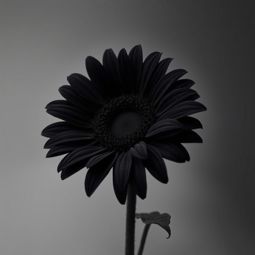Mysterious Monochromatic Sunflower in a Misty Dawn