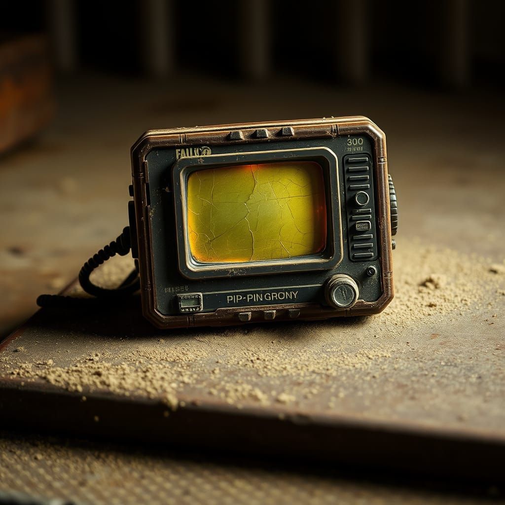 Rugged Fallout Pip-Boy 3000 Computer in Warm, Golden Light