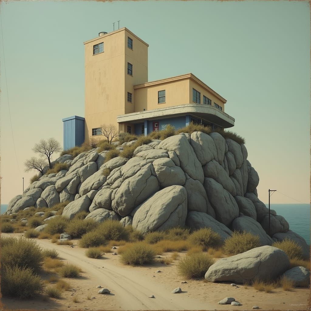 Surreal Cityscape Painting in Hockney, de Chirico, and Rothk...