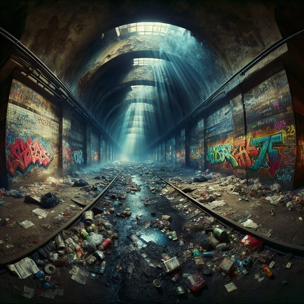 Abandoned Subway in Vibrant Colors