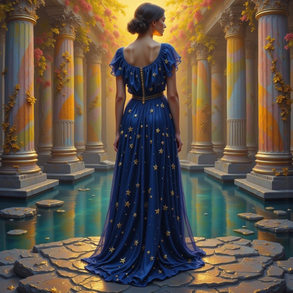 Woman in Greek Pantheon, Oil Painting Style