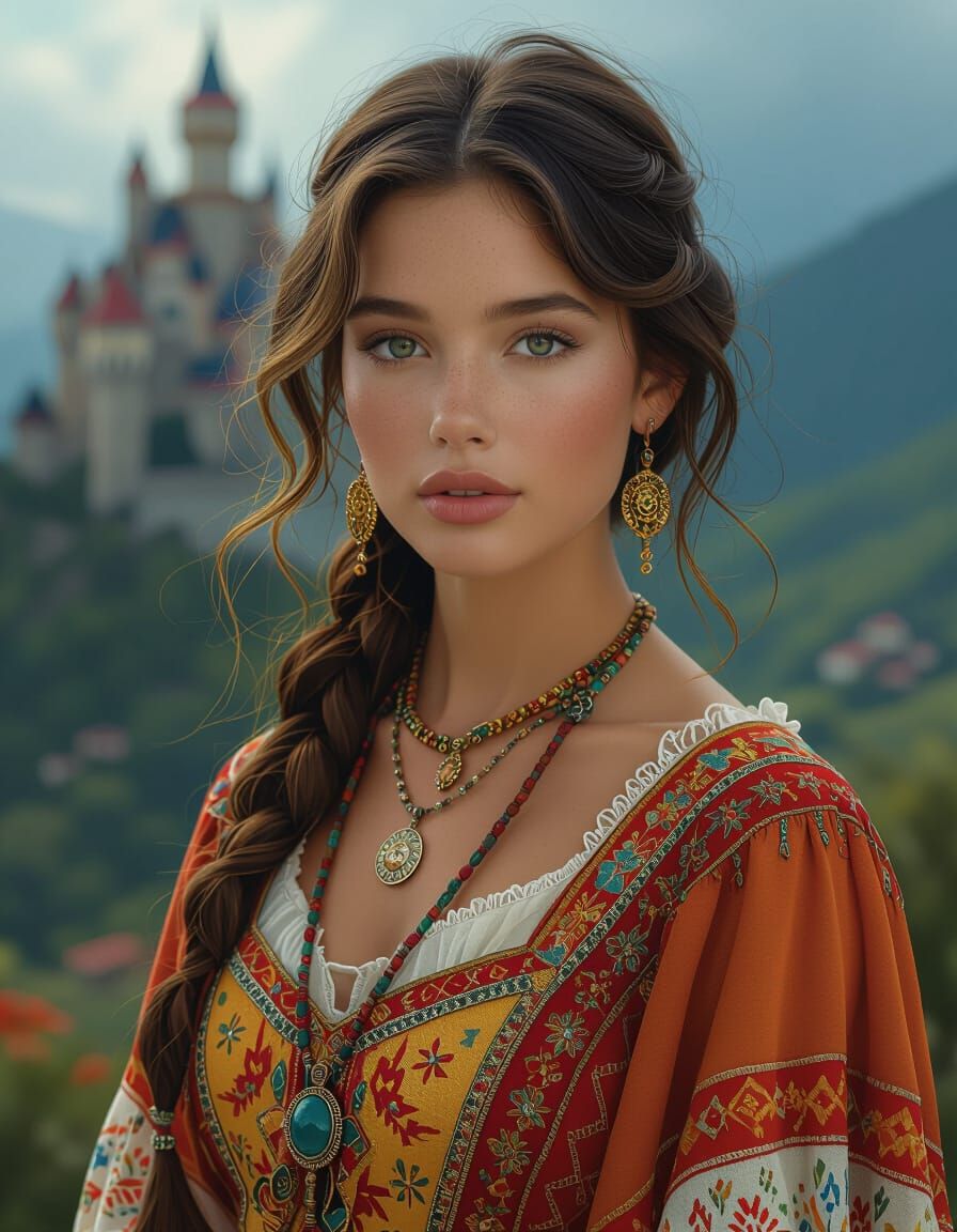 Inca-Inspired Woman in Fantasy Landscape