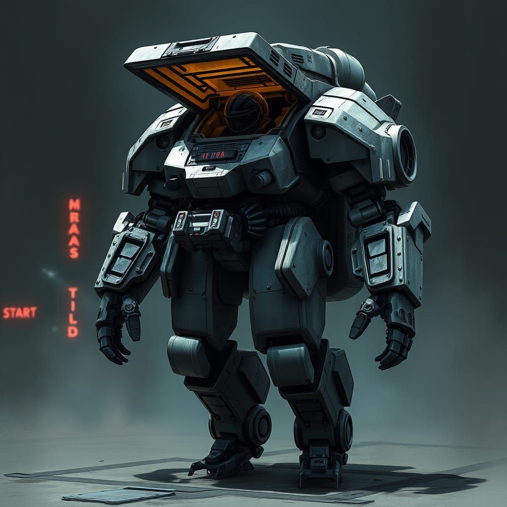 Cyberpunk Warrior Emerges from Futuristic Exosuit