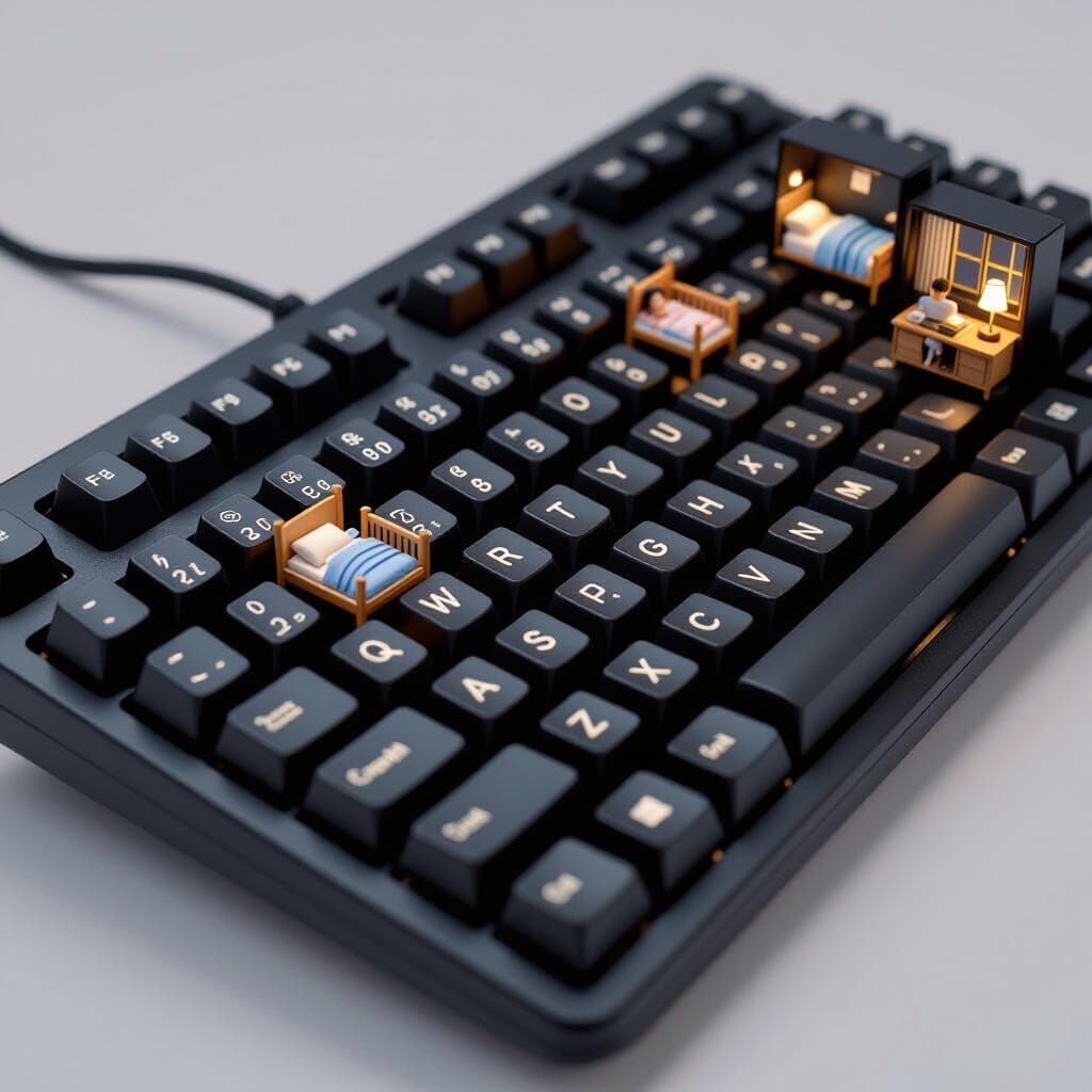 Keyboard City: Surreal 3D Miniature Room Art