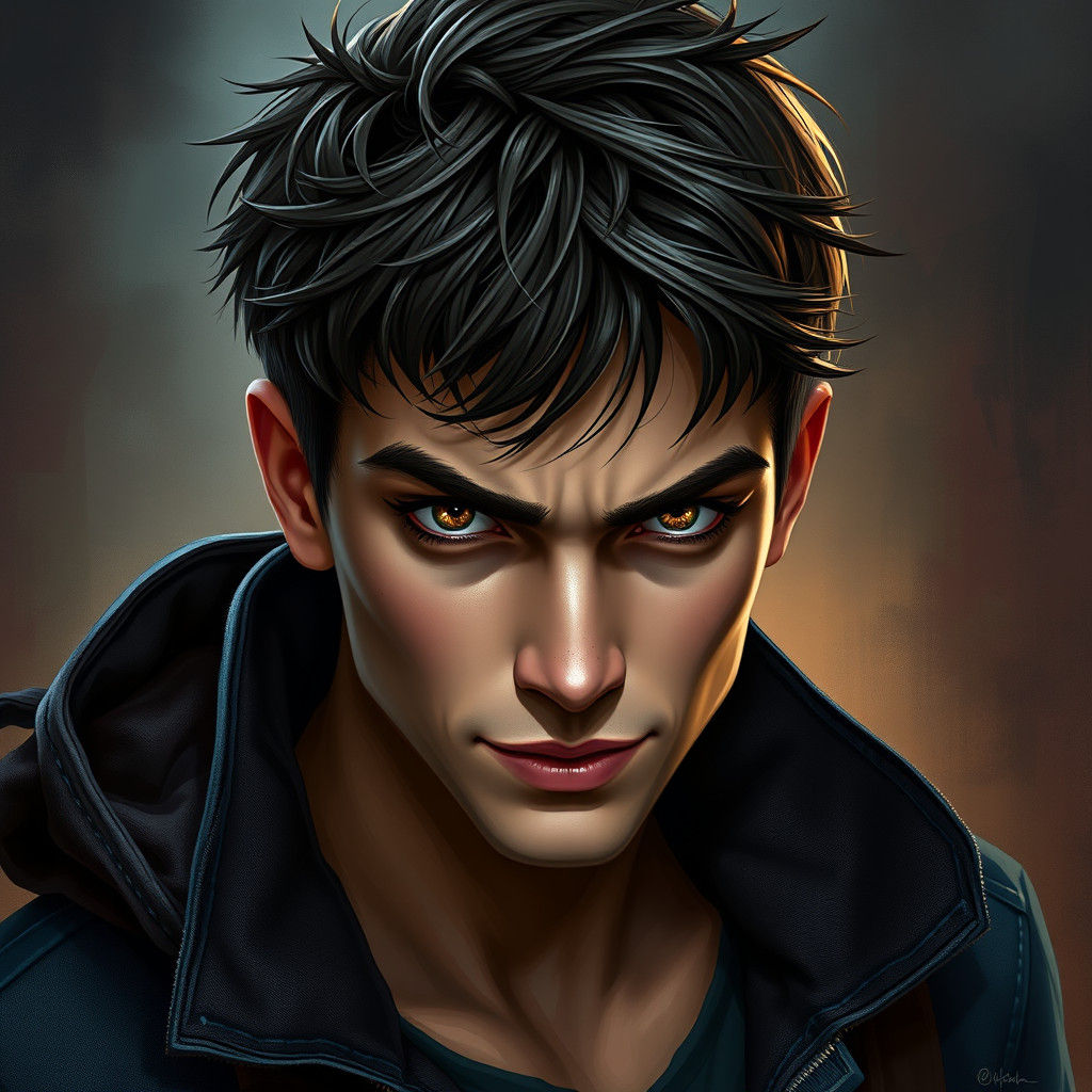 Intense Young Man Portrait in Fantasy Art Style