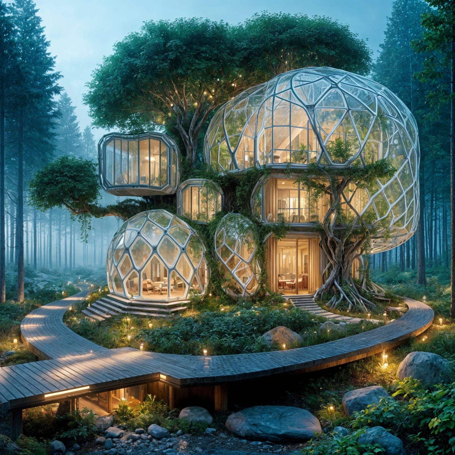 Futuristic Treehouse Cabin: Biomimicry Architecture