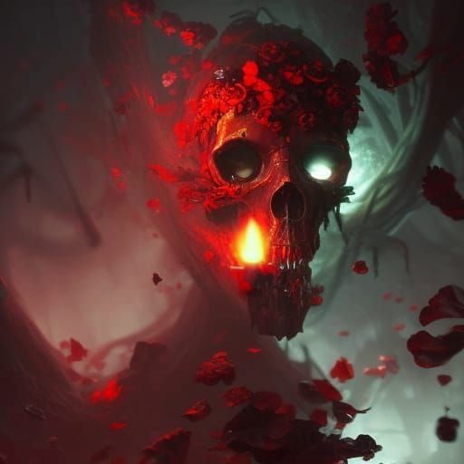 Skull and Roses Dark Fantasy Concept Art