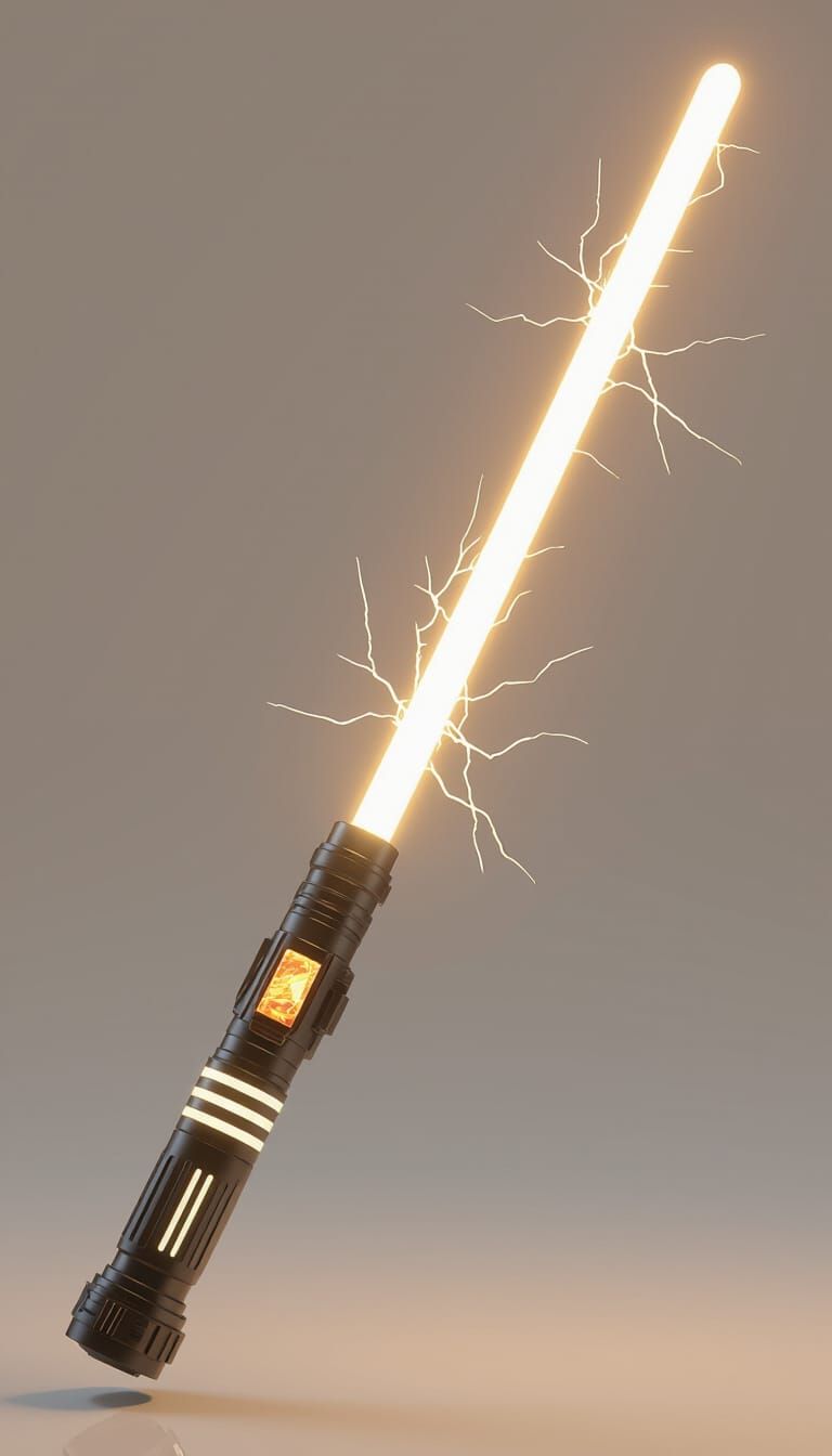 Amber Lightsaber Concept Art with Crackling Arcs