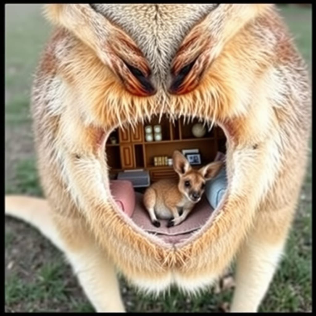 Kangaroo Pouch Reveals Miniature Living Room