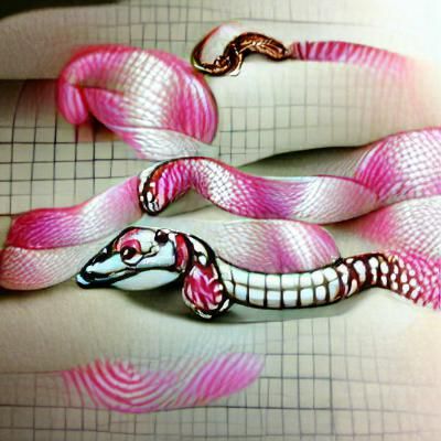 Striking Pink and White Snake Portrait