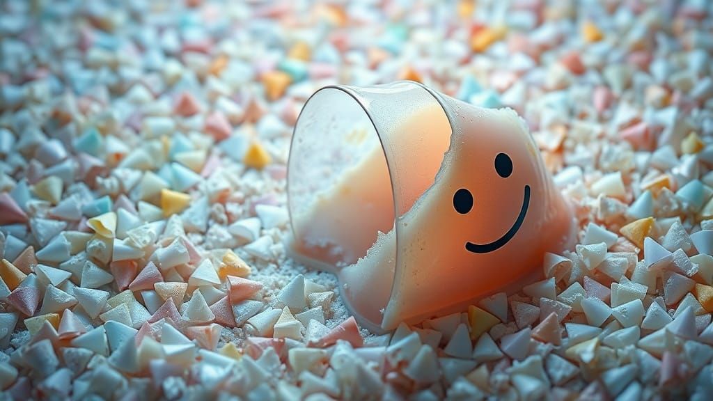 Hyper-Realistic CGI Cone Melting in Plastic Sea