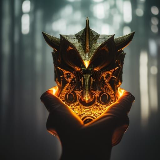 Sinister Figure Holds Lovecraftian Trophy in Dark Fantasy