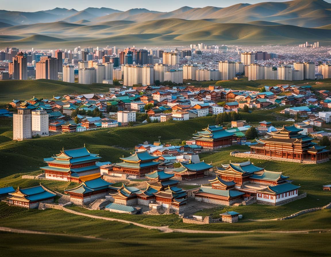 Futuristic Sainshand: Advanced Mongolian Cityscape