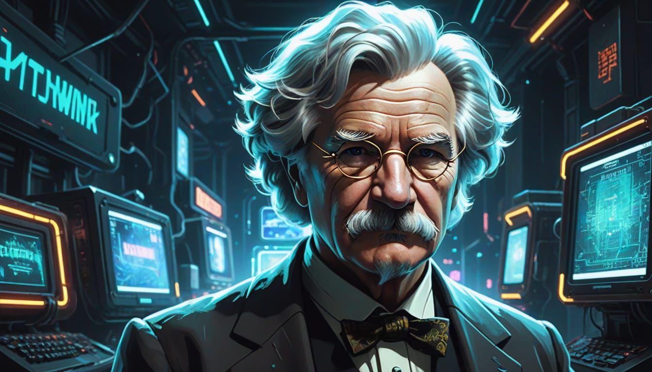 Cyberpunk Mark Twain Portrait