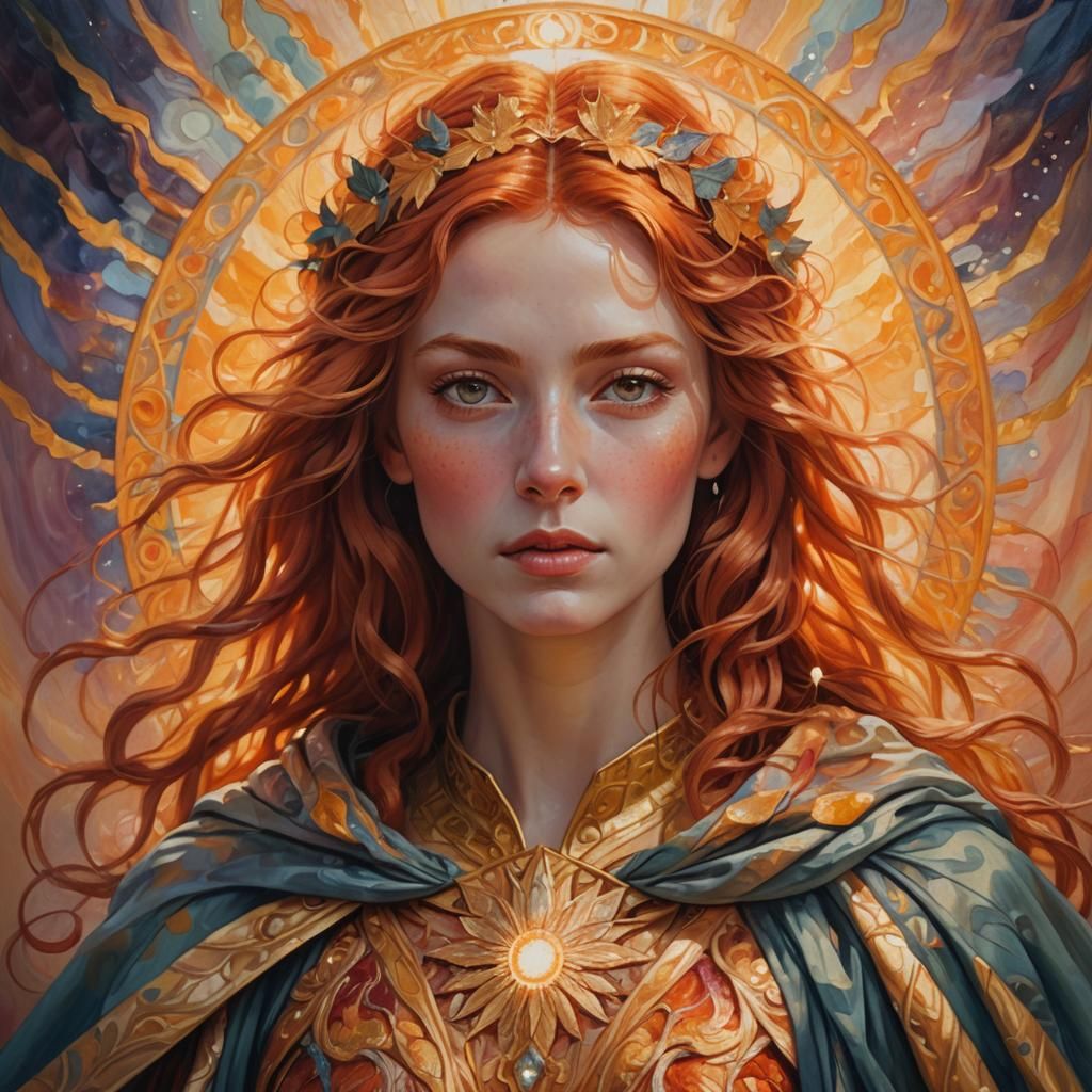 Fiery Goddess Portrait in Oil Painting Style