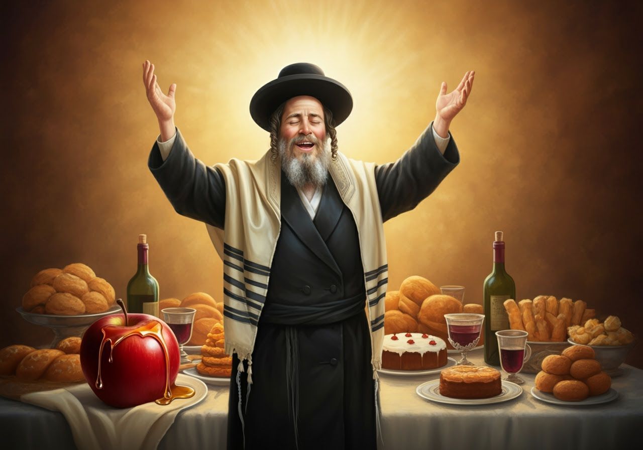 Chassid in Prayer, Immersed in Joyful Ecstasy