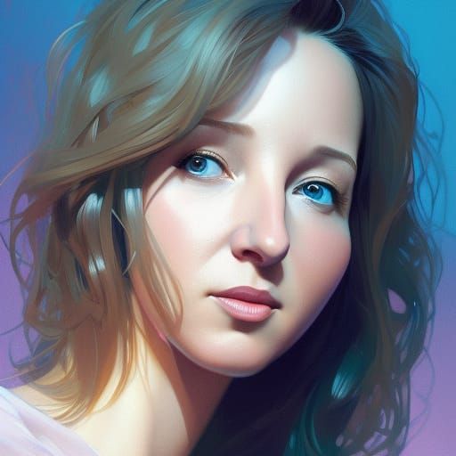 Detailed Portrait with Dynamic Lighting in Art Nouveau Style