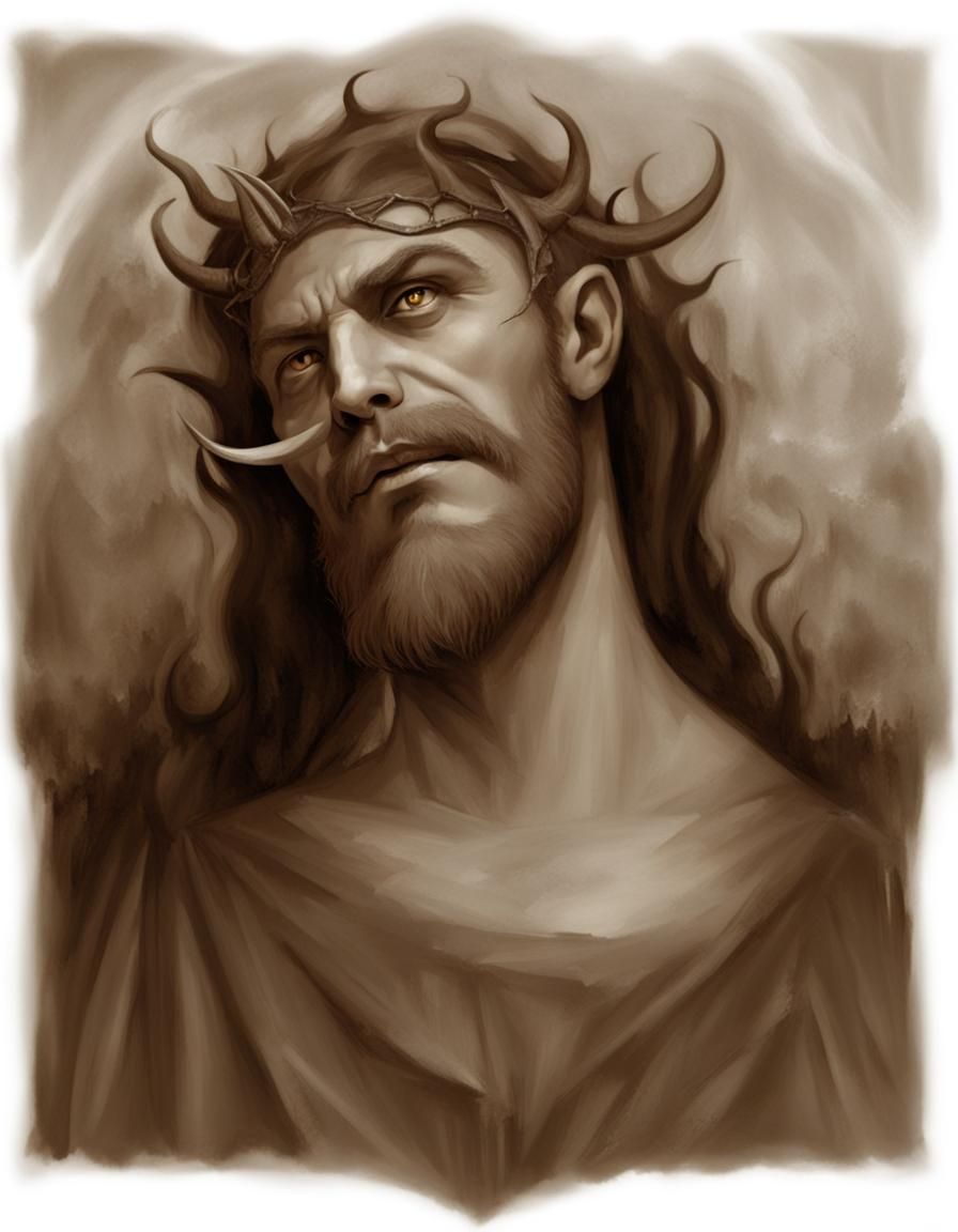 Demonic Devil of the Dark Age in Black and White