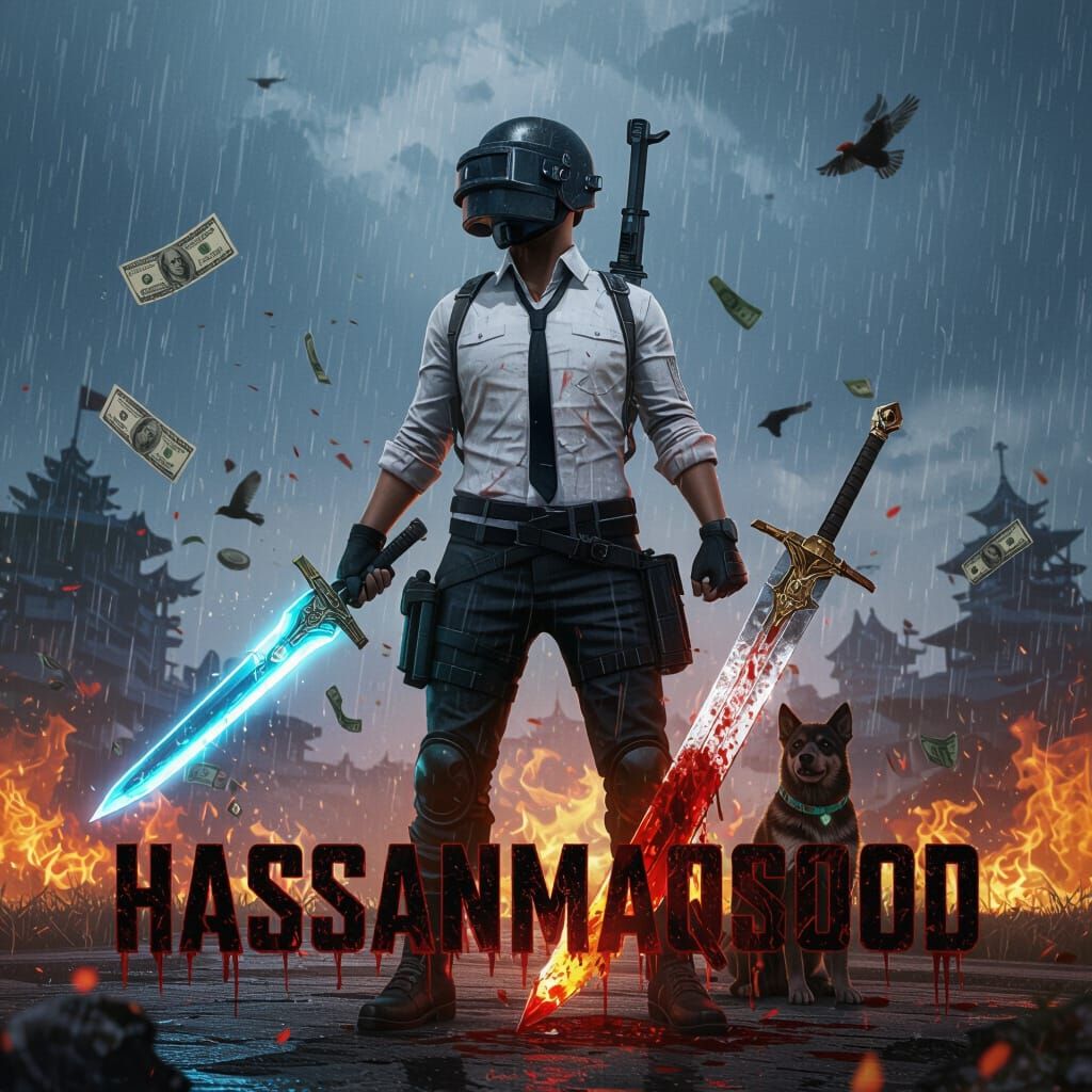 Victorious PUBG Player in Matte Painting Style