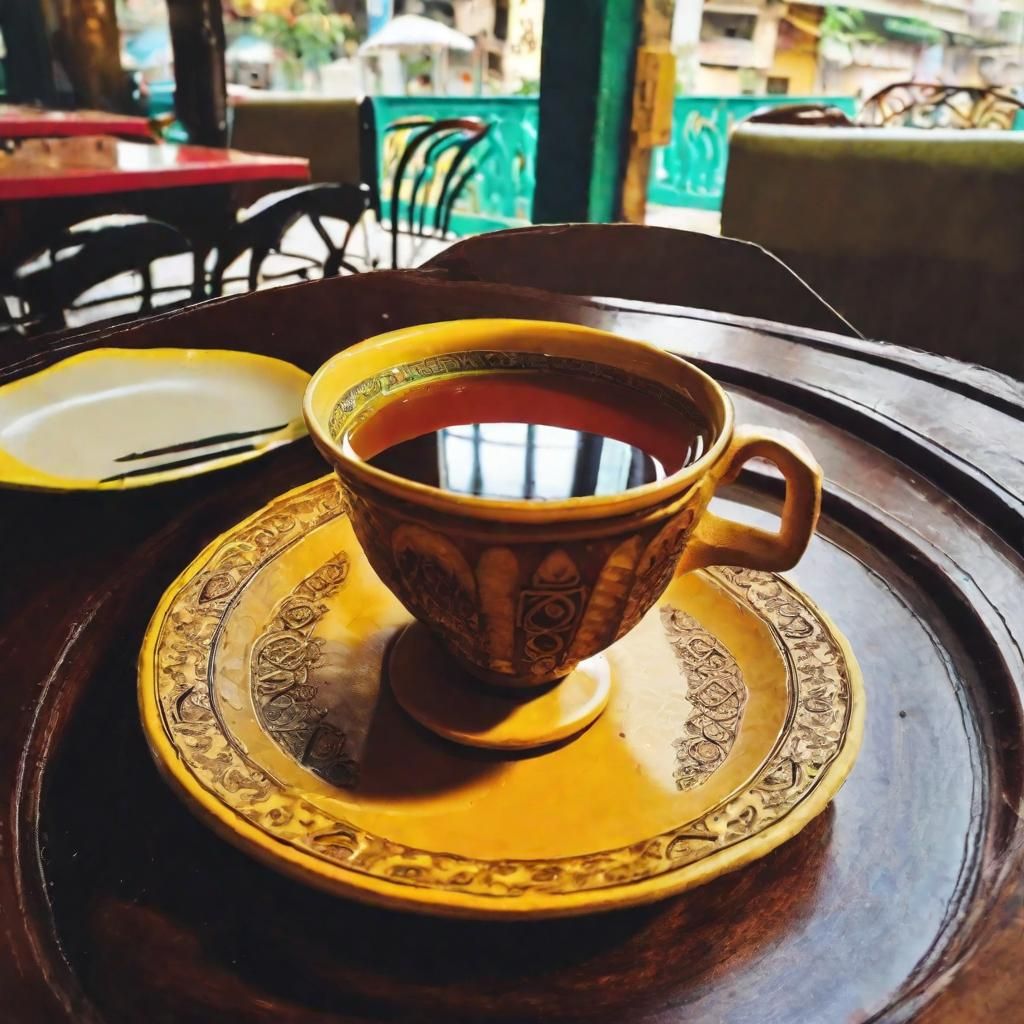 Teacup in a Hyderabadi Cafe: AI Generated Image