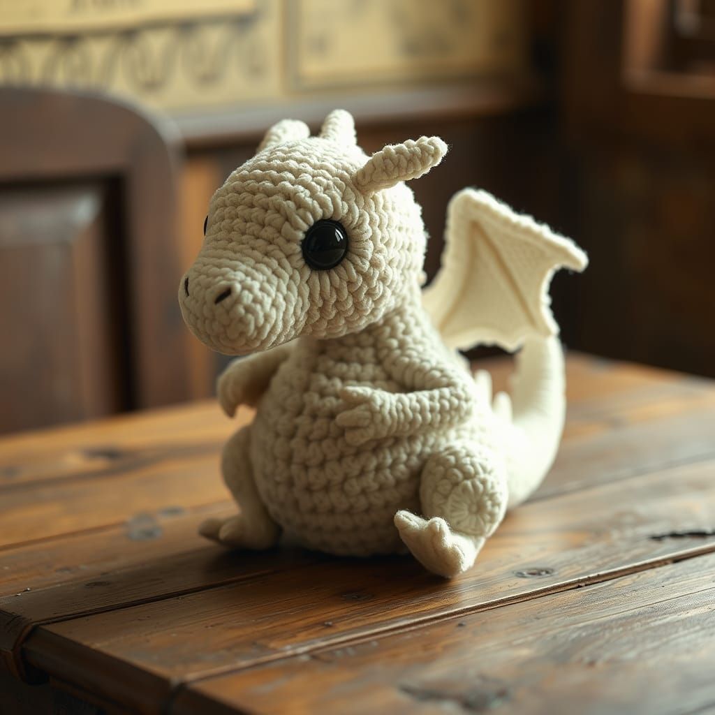 Chubby Crochet Dragon's Curious Gaze