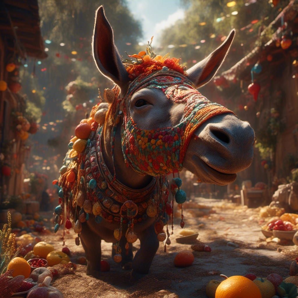 Donkey Detailed Matte Painting in Deep Color