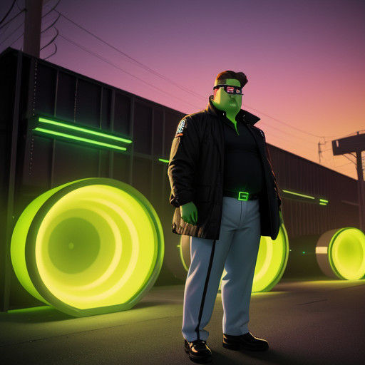 Peter Griffin in Vibrant Retro-Futuristic Dystopia