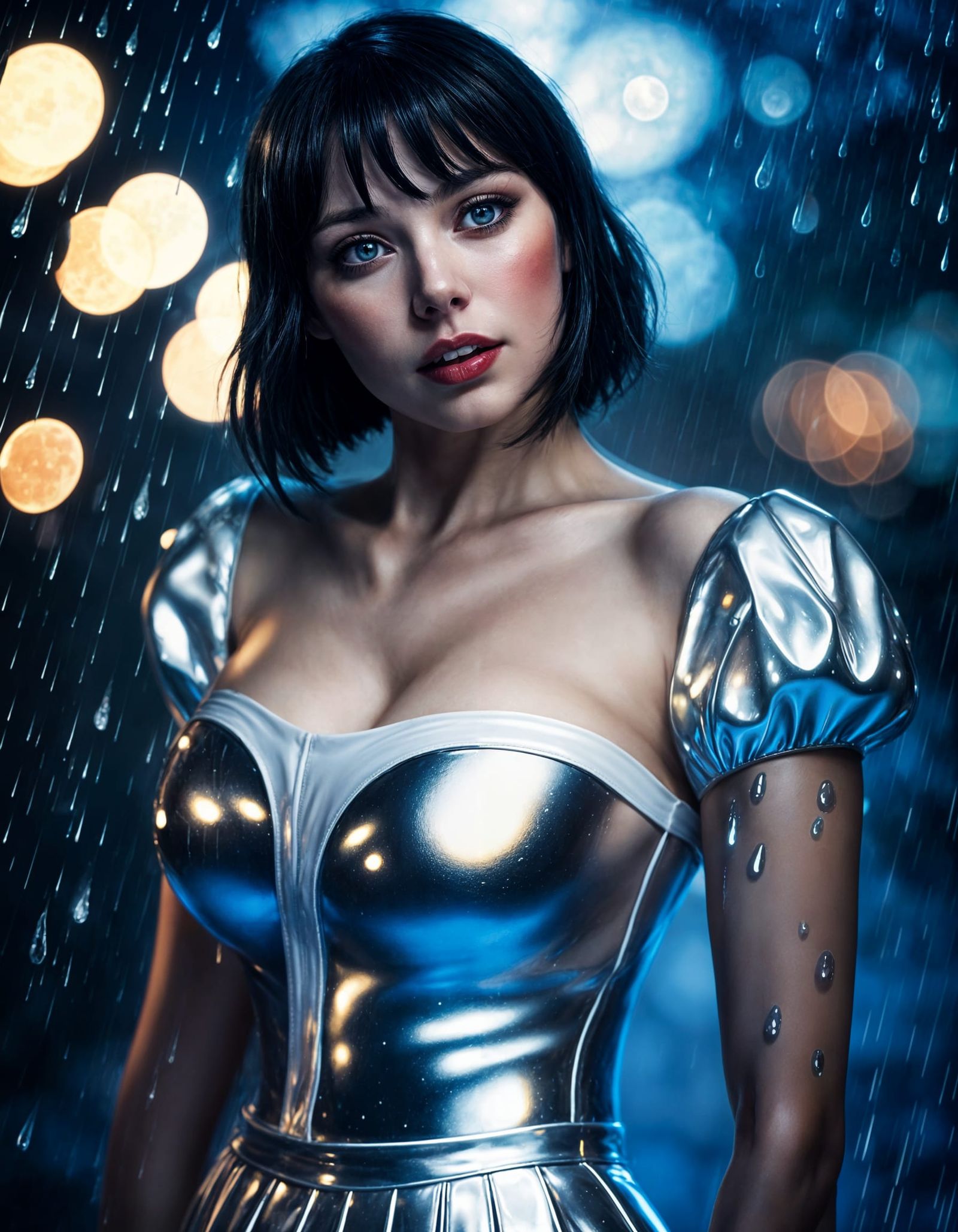 Modern Snow White in Latex Miniskirt