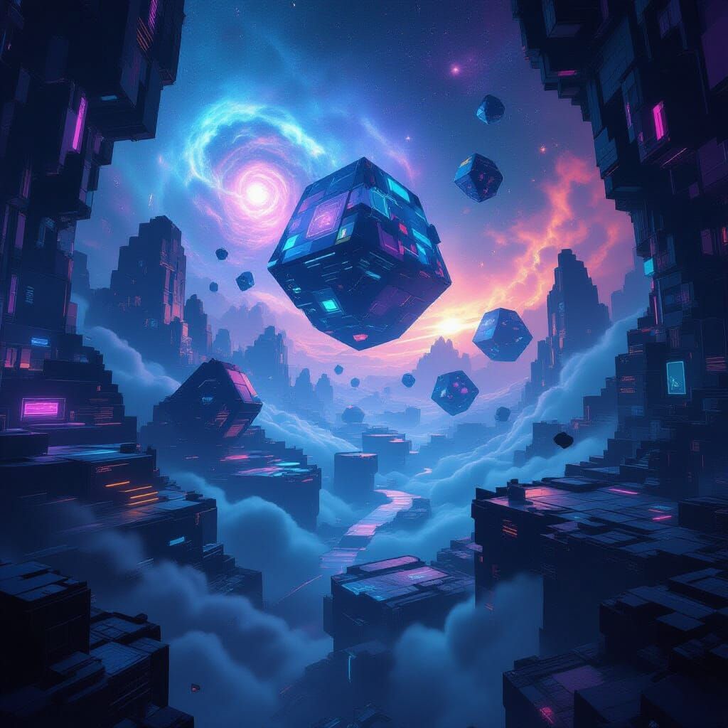 Vast 4D Survival Crafting World in Cosmic Void