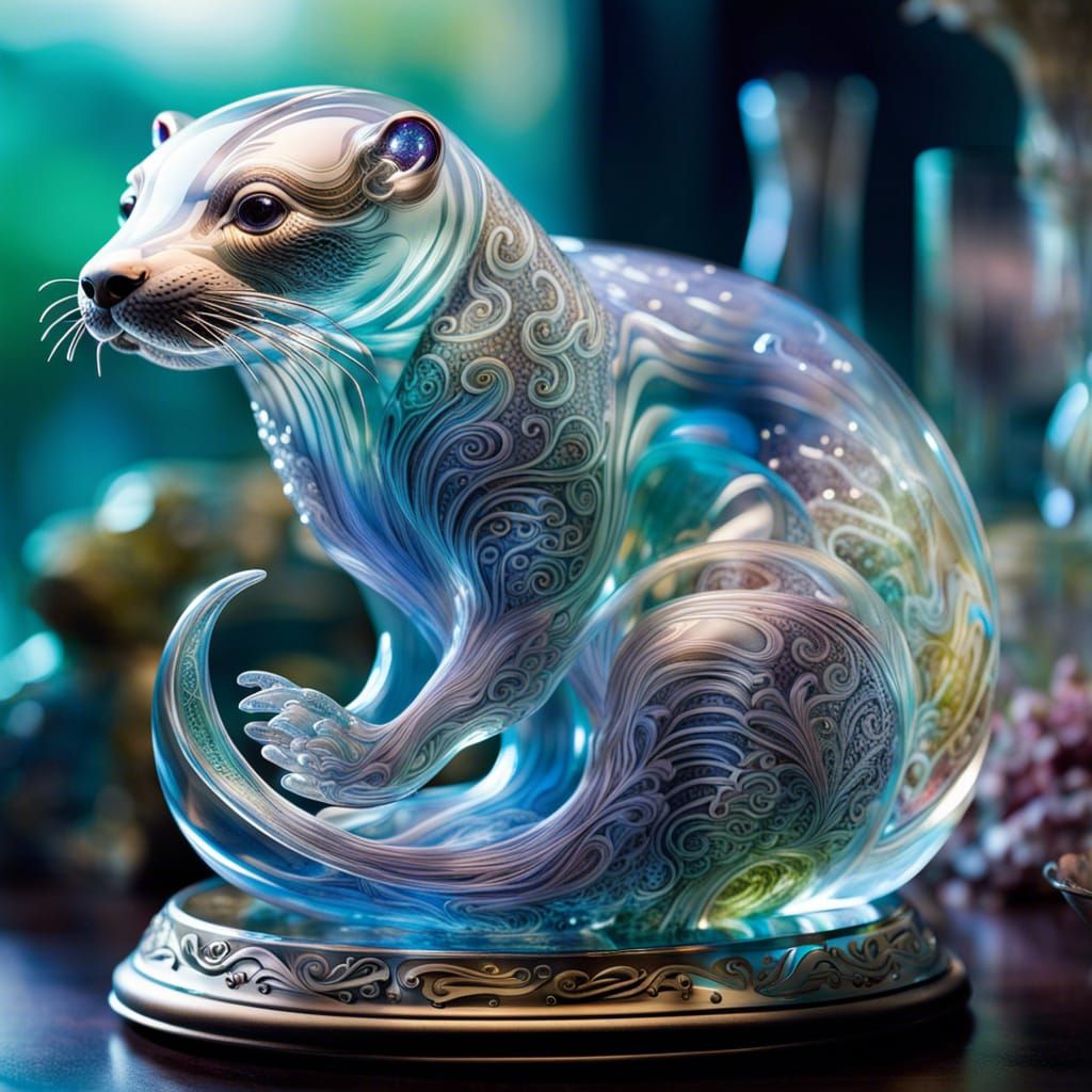 Majestic Transparent Glass Otter Dreamscape