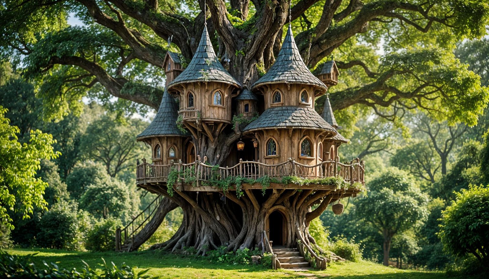 Enchanted Elven Castle in Oak Tree