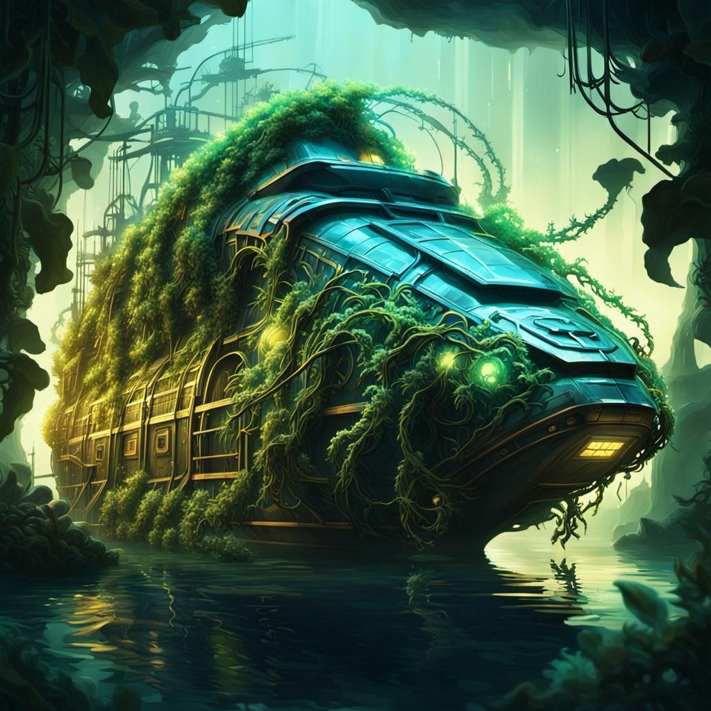 Bioluminescent Vegetation Creature on Sci-Fi Ship
